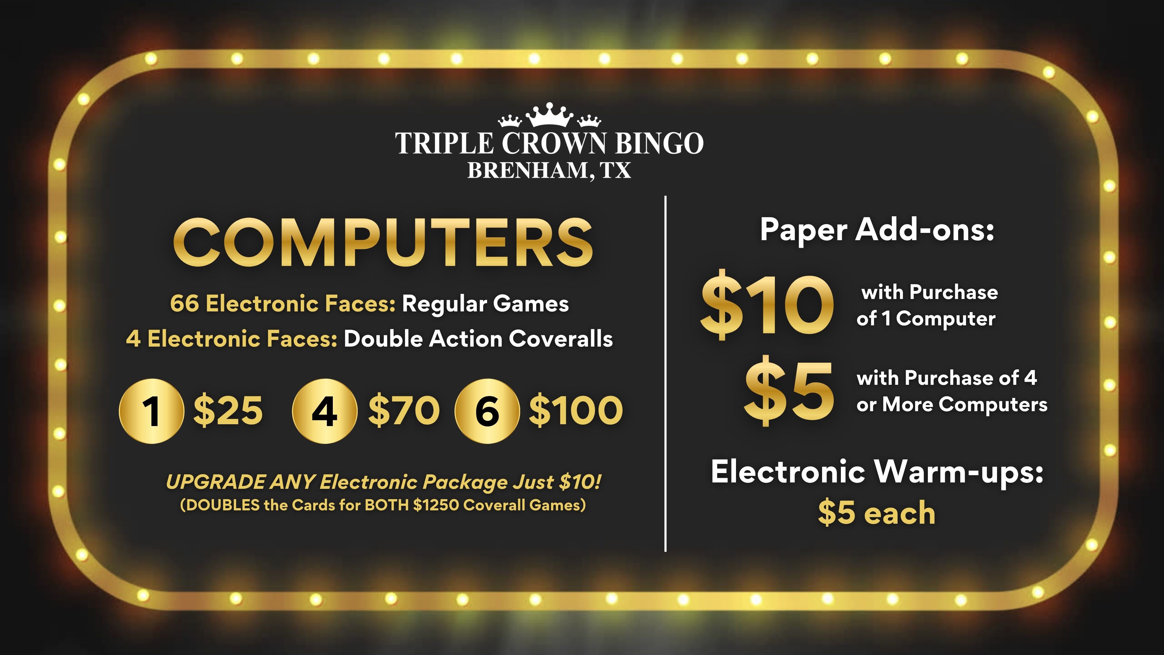 Brenham pricing details